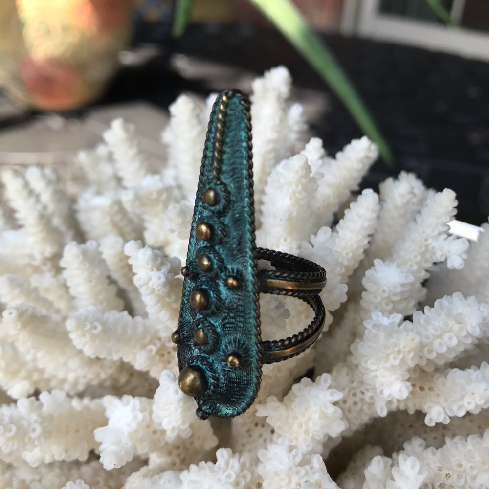 Vanessa Mooney Teal and Gold Ring